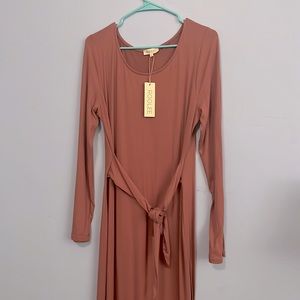 Roolee pink maxi tie back dress L/XL